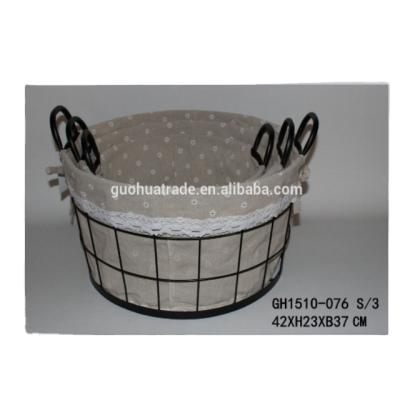 China Sustainable High Quality Home Metal Wire Storage Baskets With Liners Set for sale