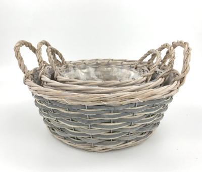 China China Wicker Garden Flowers Basket For Plants With Plastic Liner Willow Plants Basket for sale