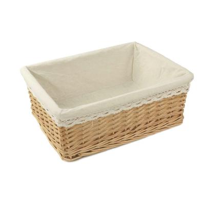 China RURALITY viable Willow Wicker Storage Shelf Basket rectangular with liner, large for sale