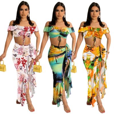 China 2022 summer QUICK DRY two piece sets women plus size women clothing beach dress two piece set for sale