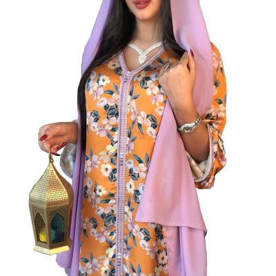 China New Fashion AB093 2022 Polyester Fiber (Polyester) Middle East Parent-child Muslim Long Dress Female Dress For Season for sale