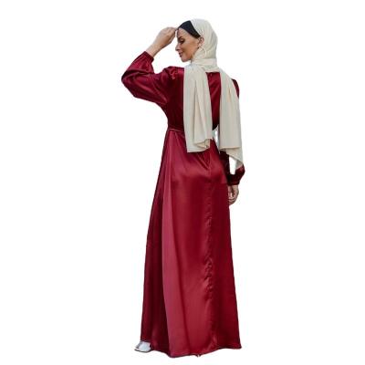 China New Fashion Satin Abaya Dress Women Muslim Modest Luxury High Quality Dubai Abaya Dress Islamic Clothing for sale