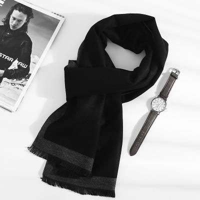 China Autumn And Winter Simple And Simulation Of Long New Men'S Scarf Solid Color Silk Brushed Warm Generous Scarves for sale