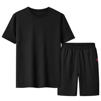 China 2022 new arrival cheap price QUICK DRY plus size men's summer short sleeve white black simple custom made T-shirt and cropped set for sale