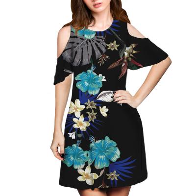 China 2021 Camisa Women's Short Sleeve Derss Anti-Static Hawaiian Floral Print Ladies Blouses Chill To Tunic Swing Top T-shirt Loose Dress for sale