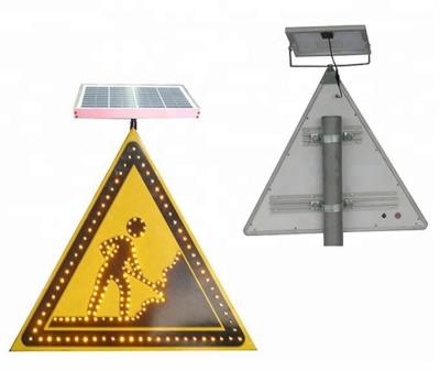 China Aluminum+3M Reflecting Film Triangle Shape Led Turn Signal Traffic Warning Solar Panel Powered Road Signs for sale