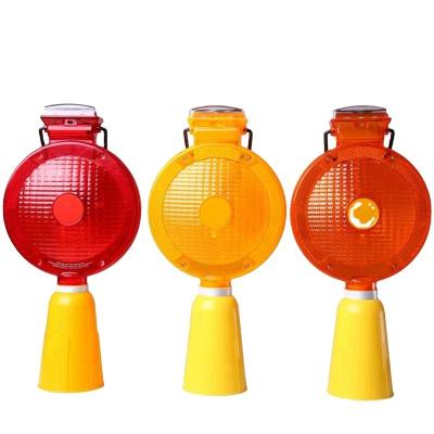 China PS/PC Red Color Waterproof Solar Traffic Cone Lamp for sale