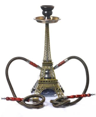 China Alex Free Samples Accessories Paris Iron Tower Metal Hookah Brass Hookah 16 Inch Hookah Shisha With Glass Vase for sale