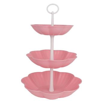 China Sustainable Cake Dessert Stand Plates Multi Layer Fruit Tray Dessert Snack Candy Plastic Plastic Three Tier Tray for sale