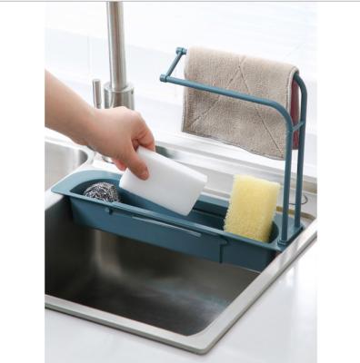 China Modern Kitchen Sink Storage Rack Sponge Retractable Storage Rack Adjustable Amazon Basket for sale