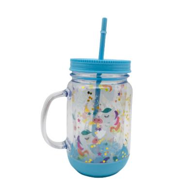 China Viable 16 oz STRAW MUG Mason Jar FASHIONABLE CUSTOMIZED Bottle WITH HANDLE for sale