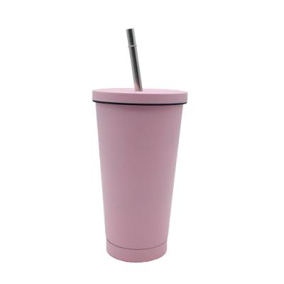 China 500ml Stainless Steel Stocked Drink Mug With Straw OEM Cup Style And Straw Style for sale