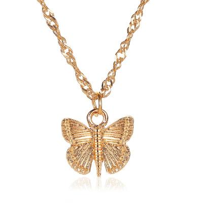 China Nickel Plating New Trend Design 1.5CM Gold Tone Metal Butterfly Drop Necklace Fashionable Minimalist Small Fresh Butterfly Necklace Lead Free for sale