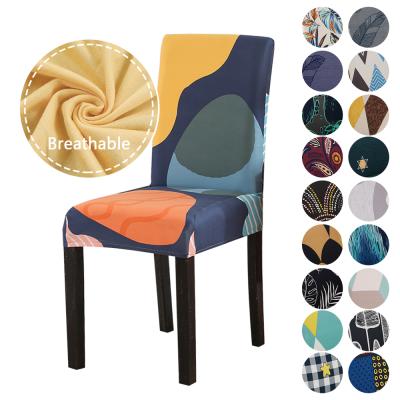 China Durable Low MOQ Fast Delivery Multicolor Elastic Dust Proof Dining Print Chair Covers for sale