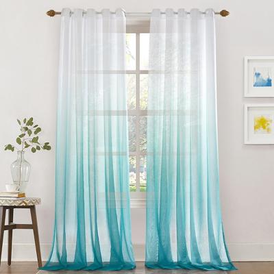 China Sheer color pure white voile gradient contrast curtain for living room for sale