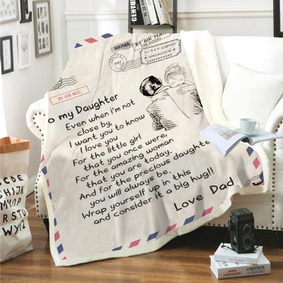 China Anti-pilling Super Soft Custom Print Letter To My Daughter Mom Dad Gift Sublimation Blanket for sale