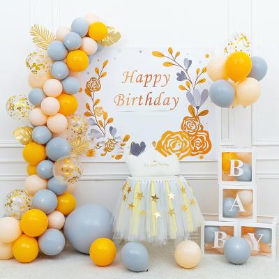 China Baby Shower Garland Kit Arch For Wedding Color Balloon Confetti Cocos de Morandi Birthday Balloon Kits Party Decoration Latex Balloons for sale