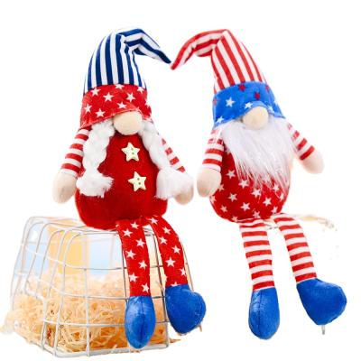 China Cloth 4th of July Gnomes Independence Day Party Decorations Headed Hat Long-Legged Five-pointed Star Plush Gnome Doll Dwarf Ornaments for sale