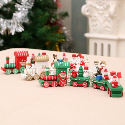 China Gift Christmas Decorations Christmas Wooden Train Ornaments Santa Claus Children's Gifts for sale