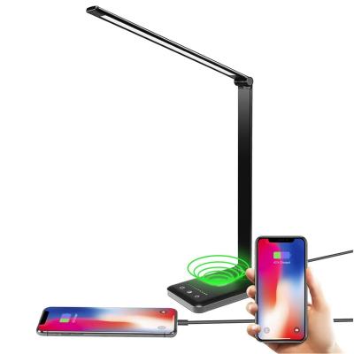 China Modern Wireless Charger 5V Touch Control Desk Lamp with 5 Color Mode and 5 Brightness Dimmable for Table Bedroom Bedside Office Study for sale