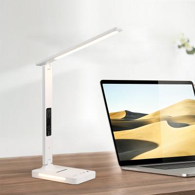 China 2022 Modern New Desk Lamp With Wireless Charger 5 Levels Brightness Level Table Light With Calendar And 60Mins Timer For Lamp Closure for sale