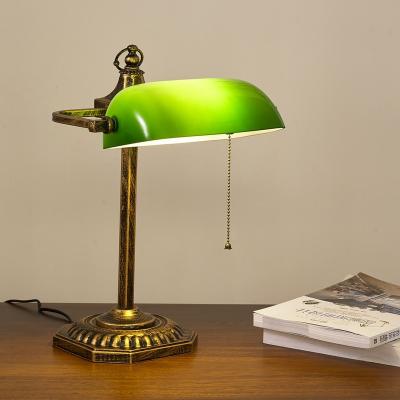 China Traditional Classic Vintage Banker Lamp E27 Table Lamp Glass Shade For Home Bedroom Study Reading Office Lights for sale