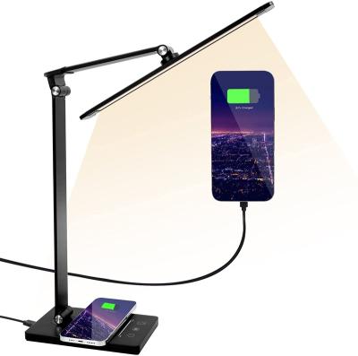 China 10W Fast Wireless Charger for iPhone 10W Phone Charger LED Desk Lamp Rotating Aluminum Eye Protection Desk Lamp Fast Wireless Foldable Wireless Desk Lamp for sale