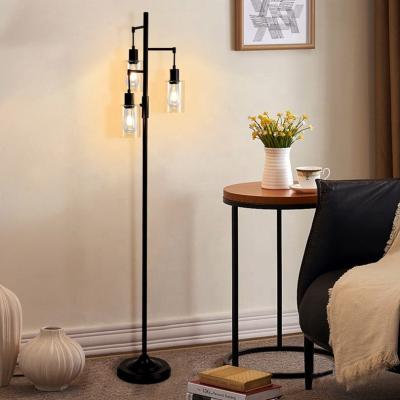 China Contemporary New Product Decoration Living Room Indoor Stand Lighting Corner Industrial Floor Lamp With Three Glass Shades for sale