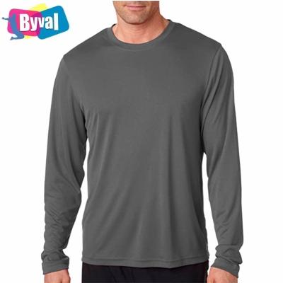 China Anti-Wrinkle Performance Men's Long Sleeve Shirt Workout Moisture Wicking Sun Protection Athletic T-Shirts for sale