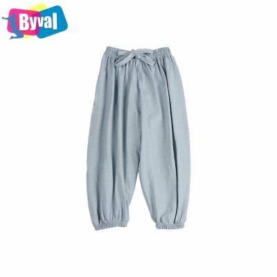 China Anti-wrinkle Byval Toddler Babies Long Bloomers Soft Rope Cotton Harem Pants For Kids With Pockets for sale