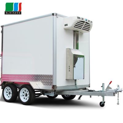 China Round Roof Food Trailer Food Truck 2 Floor Cycle Cart Movable Office Trailer for sale