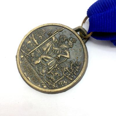 China Wholesale Custom Zinc Alloy Europe Metal St Christopher Medal for sale