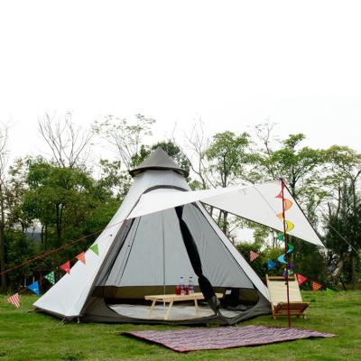 China Outdoor Family Camping Pole Dome Pole Tent 5-6 Person Aluminum Teepee Tents Aluminum Double Layers Waterproof Tents 12x10x8ft for sale