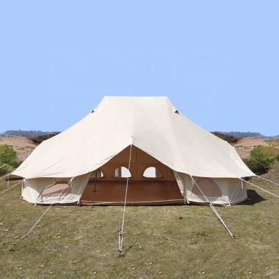 China Luxury 6m Bell Tent Emperor Bell Tent Cotton Canvas Bell Tent Glamping Large Family Room Yurt Tents With Stove Pole for sale