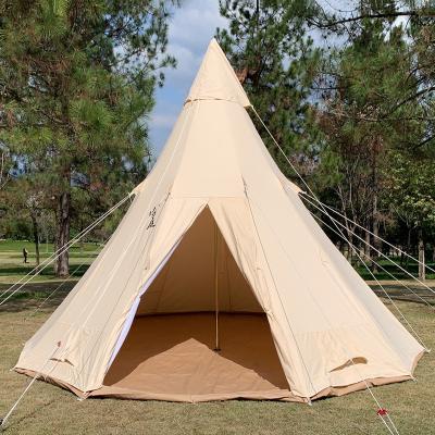 China 100% Waterproof Canvas Teepee Bell Tent CMARMOL Cotton Bell Teepee Glamping Cheap Canvas Camping Tents 3m 4m 5m 6m 7m For Sale for sale