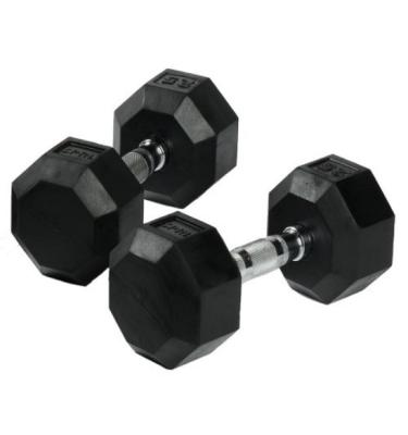 China Rubber Covered Dumbbell Free Weight Fixed Rubber Coated Hex Dumbbell Gym Equipment Accessories OSF-005 for sale