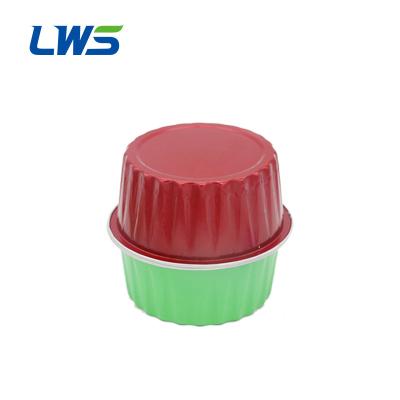 China Widely Used LWS-RC84 Disposable Small Round Color Aluminum Foil Baking Cups 125ml With Plastic Lid for sale