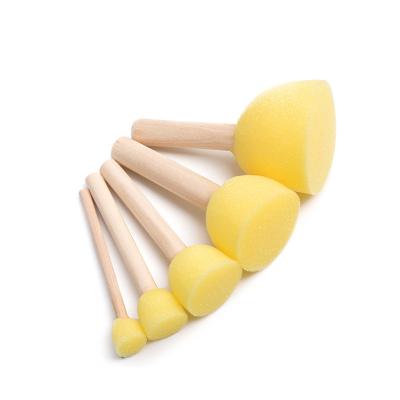 China 5Pcs/set Sponge Drawing Paint Brushes Wooden Toys Handle Joint Sponge DIY Kids Children Drawing Graffiti Brush Painting School Supplies for sale