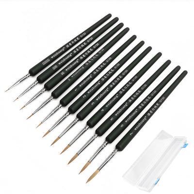 China Wolf 11pcs/set Stroke Fine Hair Moderate High Quality Fine Stroke Wolf 11pcs/set Detailing Oil Paint Watecolor Gouache Oil Paint Brush for sale