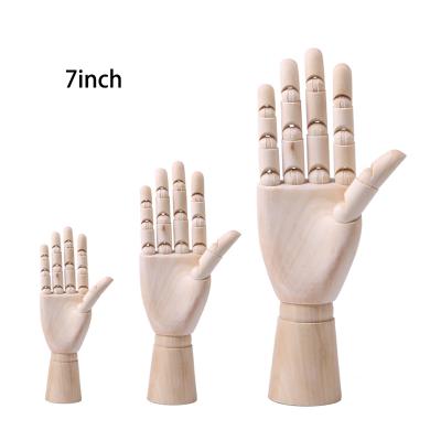 China Arts Drawing or Desktop Decor 7inch Hand Model Adjustable Solid Wooden Finger Joints Left Hand Right Hand for Drawing or Desktop Decor for sale