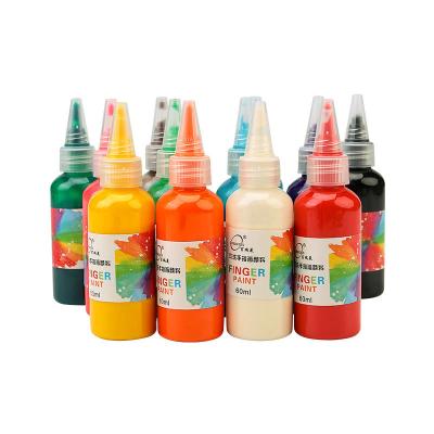 China Art Painting 60ml Finger Paint Color Beginners DIY Non-Toxic Washable Waterproof Wall Paints Wholesale For Art Children Students 12 Colors for sale