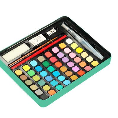 China Bright Color Professional Iron Box Solid Color Watercolor Dye Set Art Painting Kids Non-Toxic Watercolor Gouache Set 36/48 Colors Optional for sale