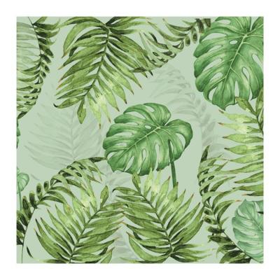 China Modern Mural Wallpaper Green Photo Wallpaper 3d Large Leaves For Background Decoration for sale