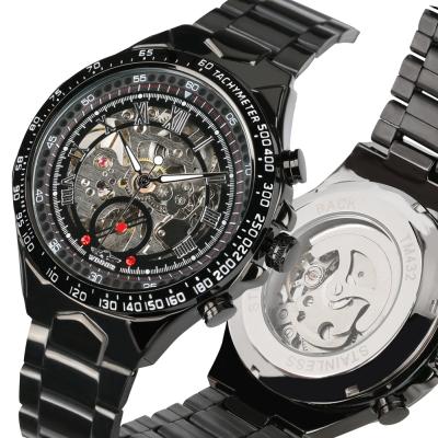 China Day/date luxury multifunctional black gold relojes hombre stainless steel silver watch with skeletal automatic mechanics for sale