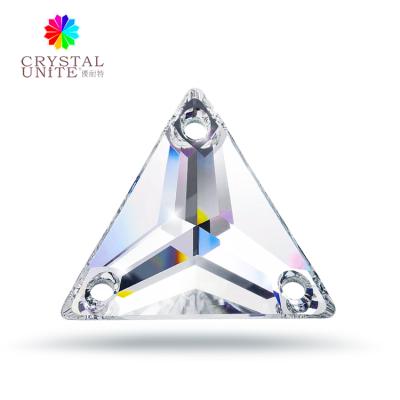 China Flatback CRYSTAL UNITE Peridot Flat Back Triangle Glass Stones Sew On Rhythmic Gymnastics for sale