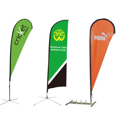 China Custom Printed Aluminum Advertising Beach Flag Flying Banners Teardrop Banner With Cross Base For Promotion for sale