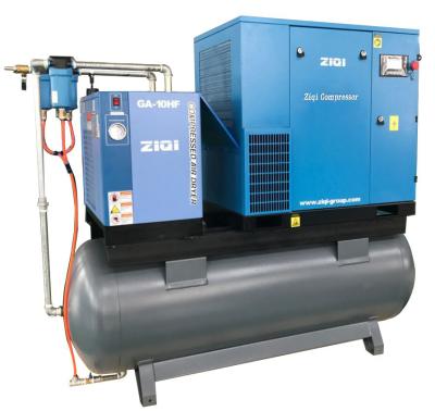 China Lubricated Combined Rotary Screw Air Compressor With Dryer for sale