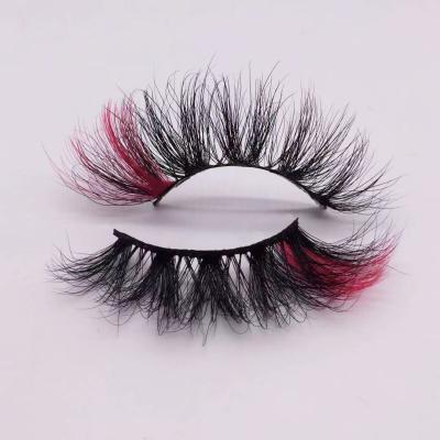 China Wholesale Thick Silk Mink Eyelashes Red Black End Lashes With Color for sale