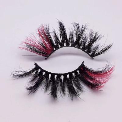 China Wholesale 25mm Thick Mink And Silk Band Lashes With Color for sale