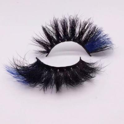 China Wholesale Thick Eyelash 25mm Silk Mink Lashes Color One Side Lashes for sale